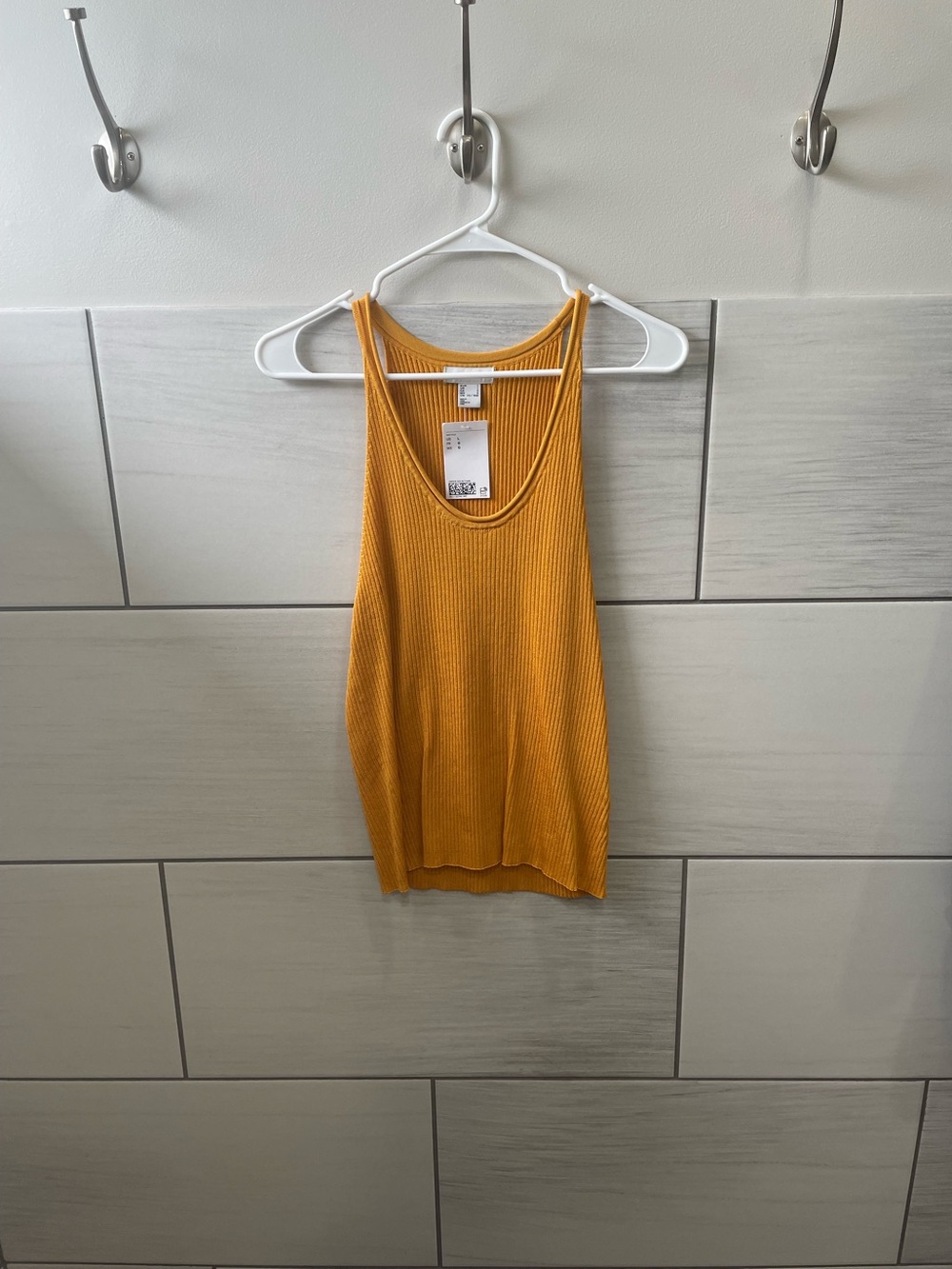 H&M Ribbed Scoop Tank Top - Mustard